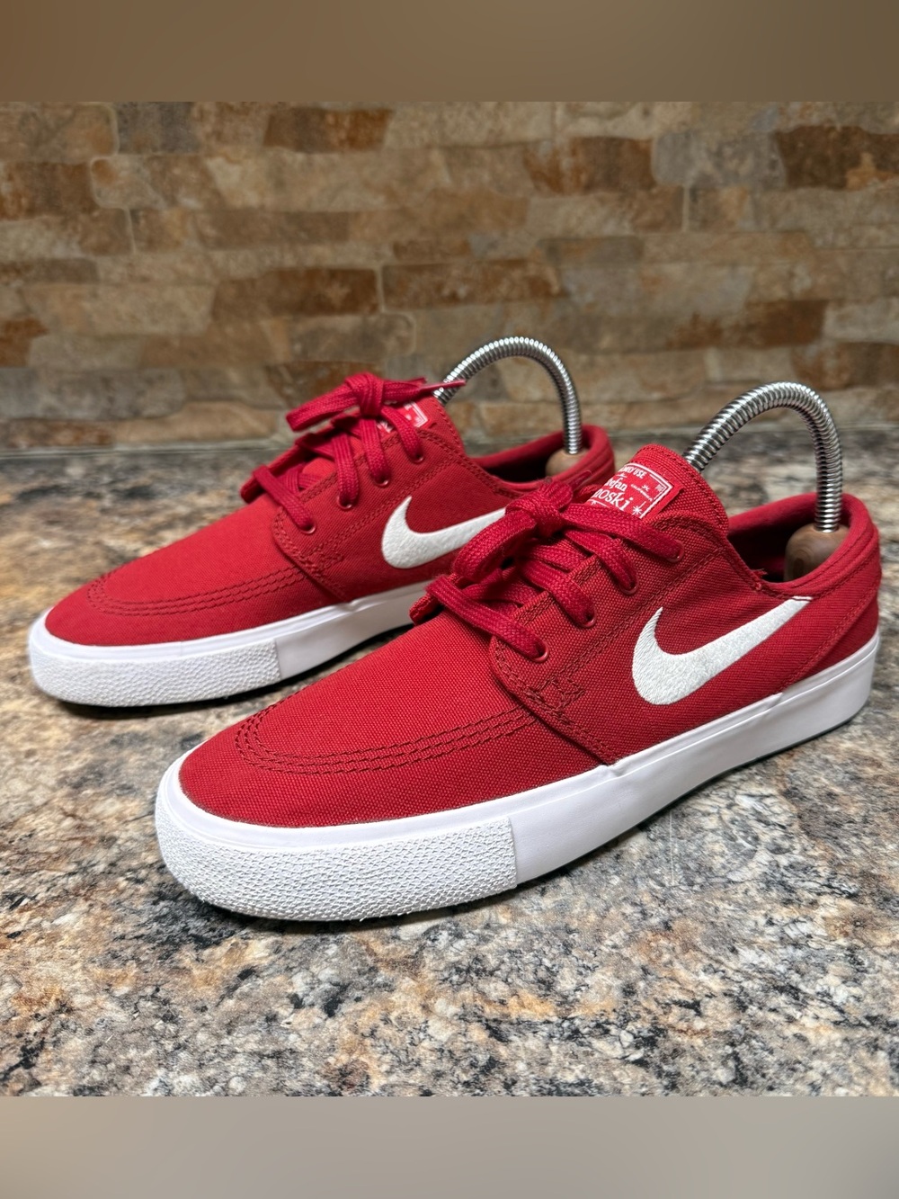 Nike SB Zoom Stefan Janoski Canvas Red White Skate Shoes Mens Size 7.5